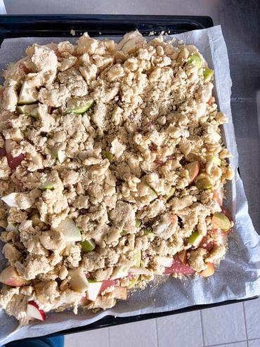 Auf diesem Bild sieht man den fertigen Apfelkuchen.n